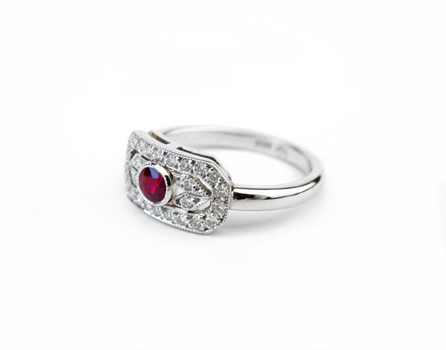 Ruby & Diamond Panel Ring