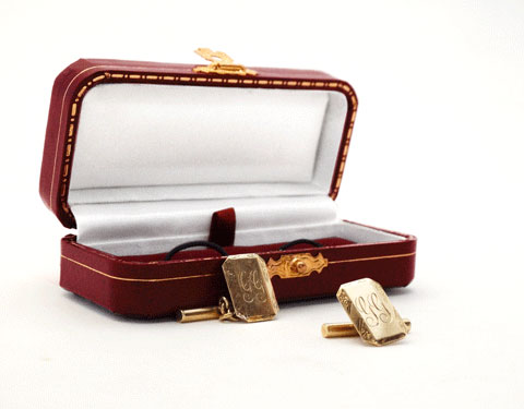 Yellow Gold Rectangle Cufflinks