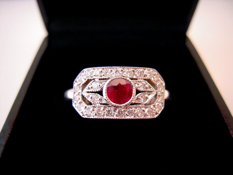 Ruby & Diamond Panel Ring