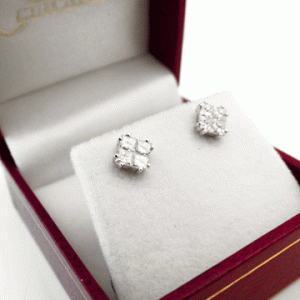 Princess Cut Illusion Studs