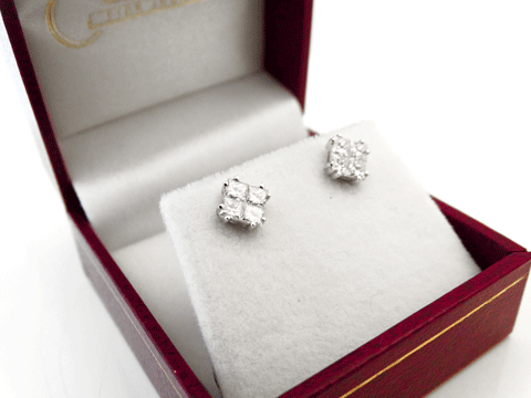 Princess Cut Illusion Studs