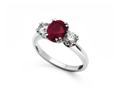 Ruby and Diamond Trilogy Ring