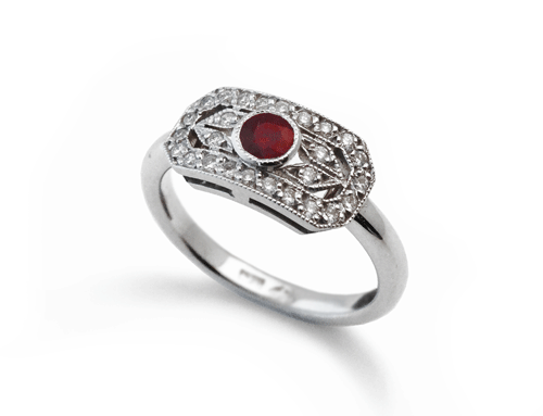 Ruby & Diamond Panel Ring