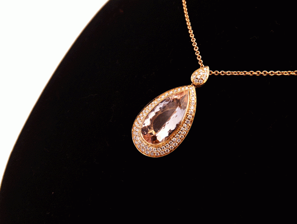 18ct Rose Gold Morganite Pendant