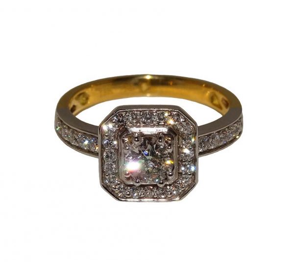 Square Halo Design Diamond Ring