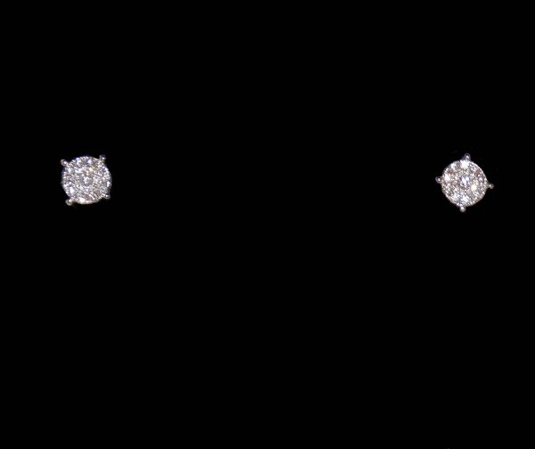 Diamond stud cluster earring