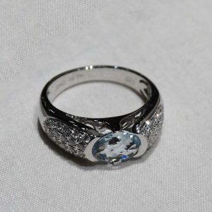 Aquamarine and Diamond Ring