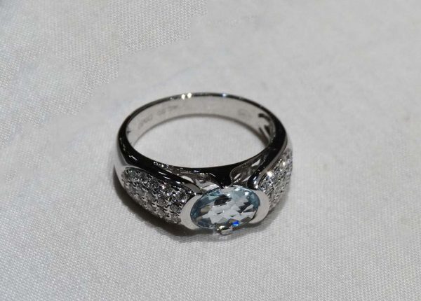 Aquamarine and Diamond Ring