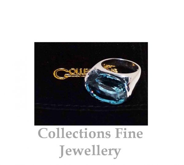 Blue Topaz and White Gold Ring