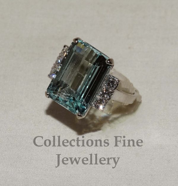 Aquamarine and Diamond Ring