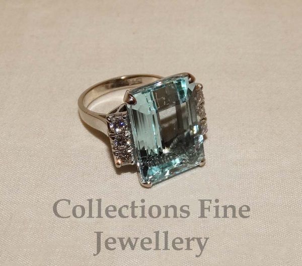 Aquamarine and Diamond Ring