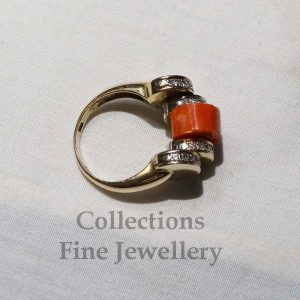 Coral and Diamond Ring