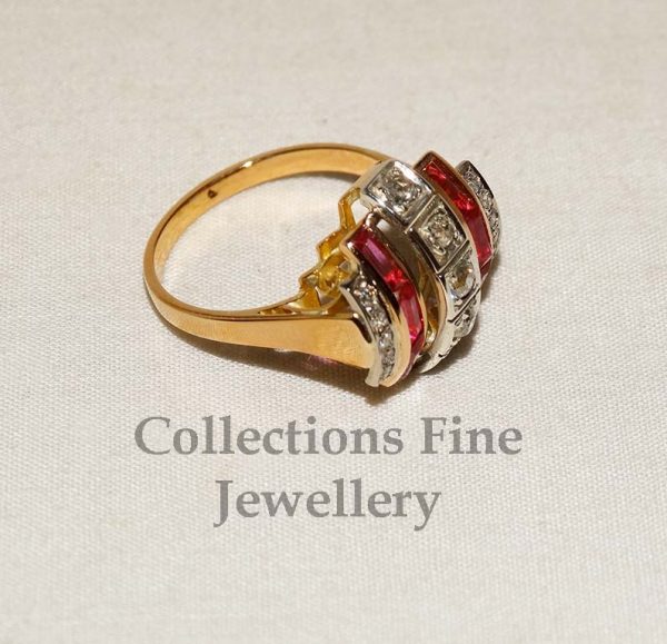 Ruby and Diamond Art Deco Ring