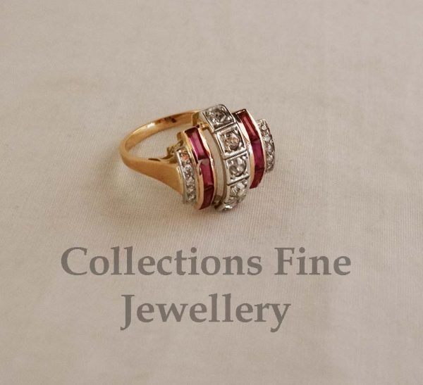 Ruby and Diamond Art Deco Ring