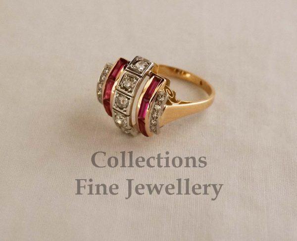 Ruby and Diamond Art Deco Ring