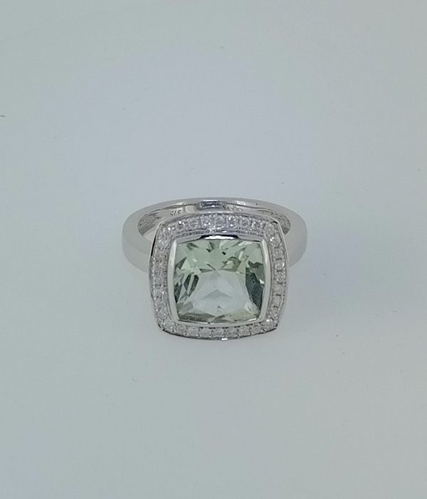 Green Amethyst Diamond Ring